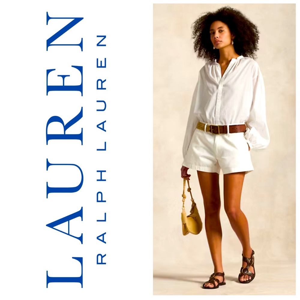 Lauren Ralph Lauren Shorts white cotton high rise waist pockets 14 casual comfy